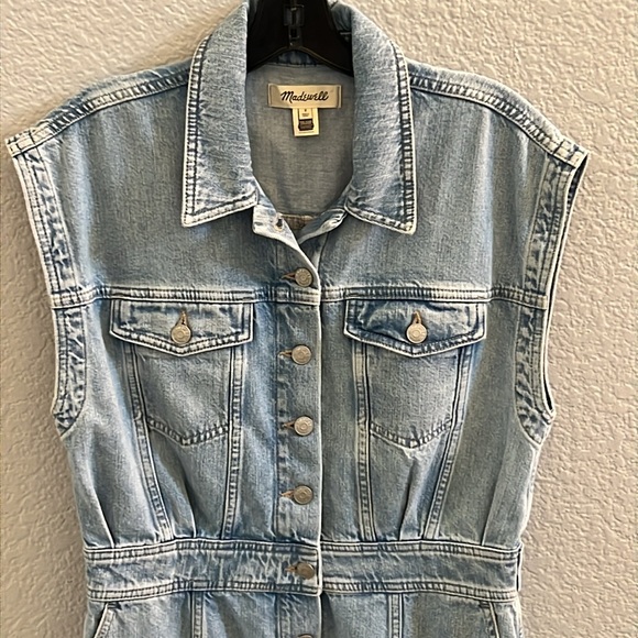 Madewell NWOT Denim Cap-Sleeve Shirtdress in Aquino Wash Size 8 - Picture 8 of 10
